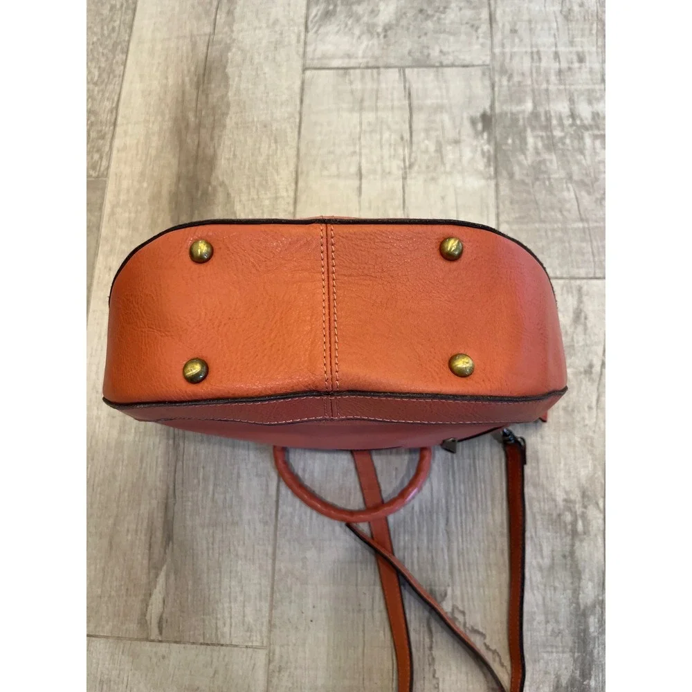 Patricia Nash Cassini Woven‎ Leather Satchel Crossbody Bag Coral Pink Orange
